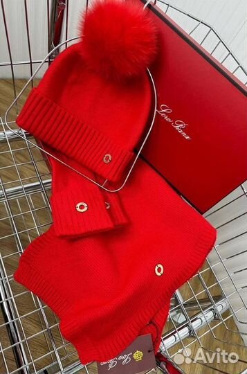 Комплект шапка и шарф и перчатки loro piana