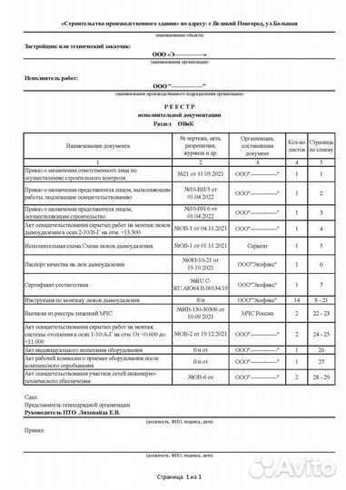 Исполнительная документация услуги пто