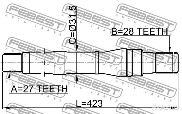 Полуось правая 27x423x28