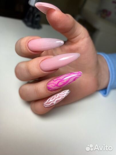 Наращивание ногтей + педикюр