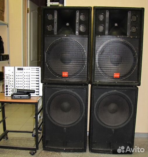 Колонки EVM Сабы 2400W Усилители Микшер Микрофон