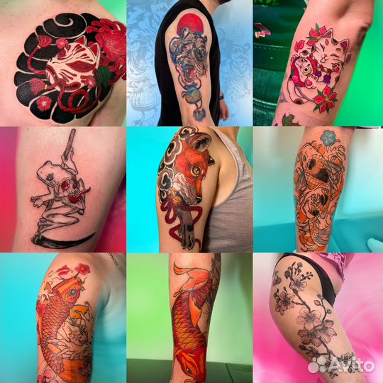 Модель на тату, тату-мастер