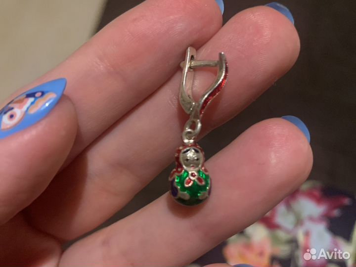 Комплект украшений из серебра матрешки