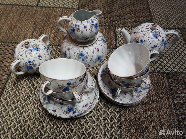 Чайный сервиз лфз кобальтовая сетка