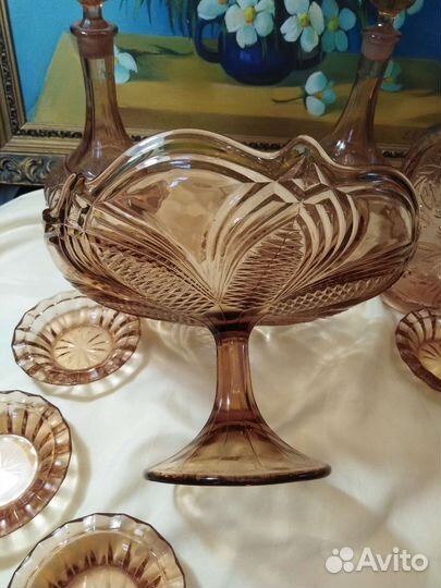 Цветное карамельное, медовое стекло СССР