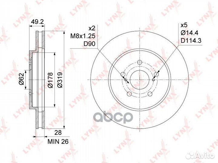 Диск тормозной lexus RX300/RX350/RX400 03 пере