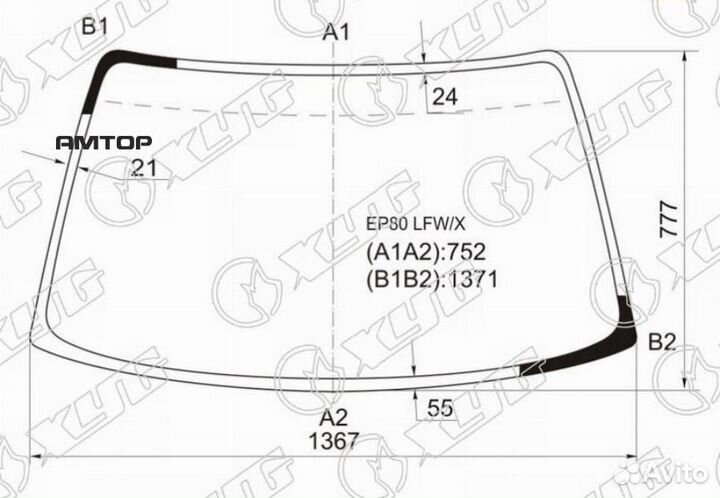 XYG EP80 LFW/X Стекло лобовое toyota starlet 3/5D
