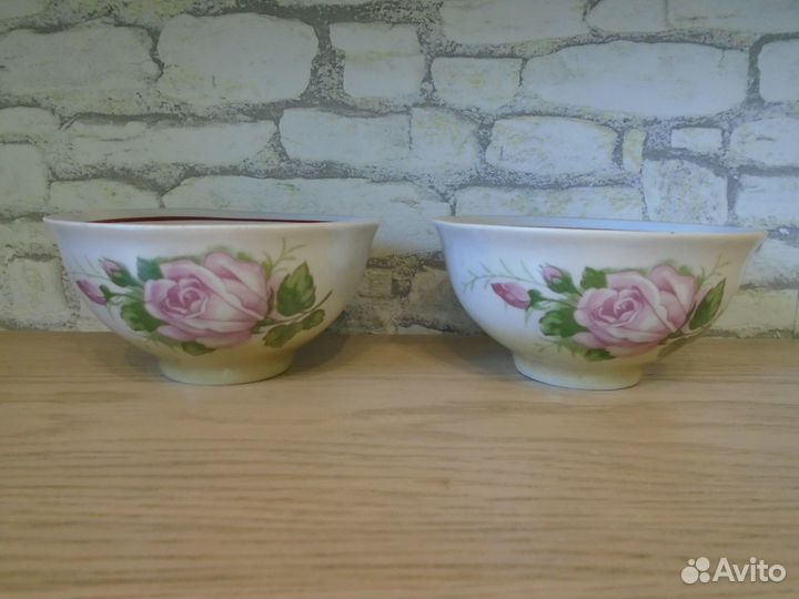 6 пиал. Розы. Туймазинский фарфоровый завод, СССР