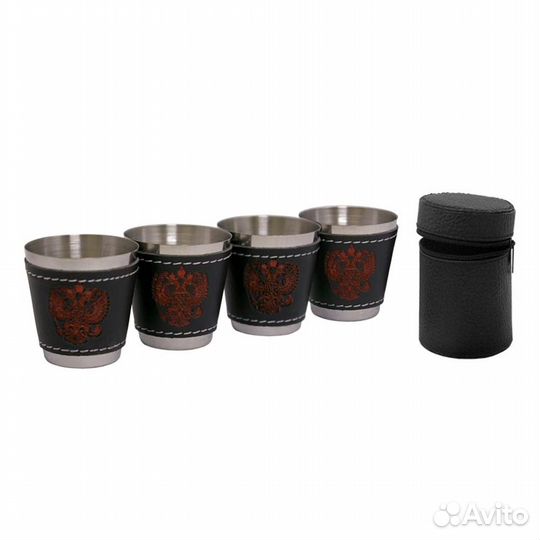 Набор Рюмок (стопки) 4шт. 35мл. (в чехле) (Герб)