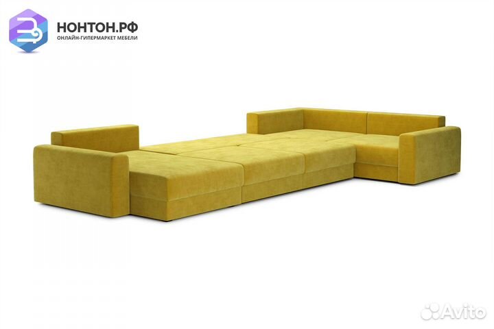 Диван п-образный тик-так Омега горчичный