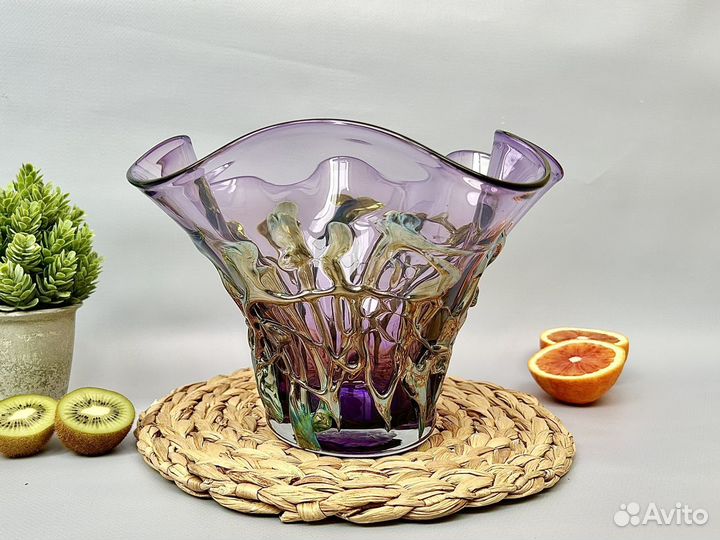 Новая ваза для фруктов художественое стекло