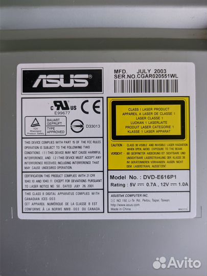 Dvd привод Asus (molex+ide)