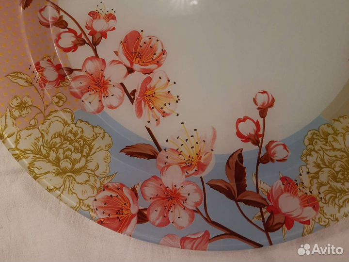 Новая тарелка для торта Цветочная с лопаткой