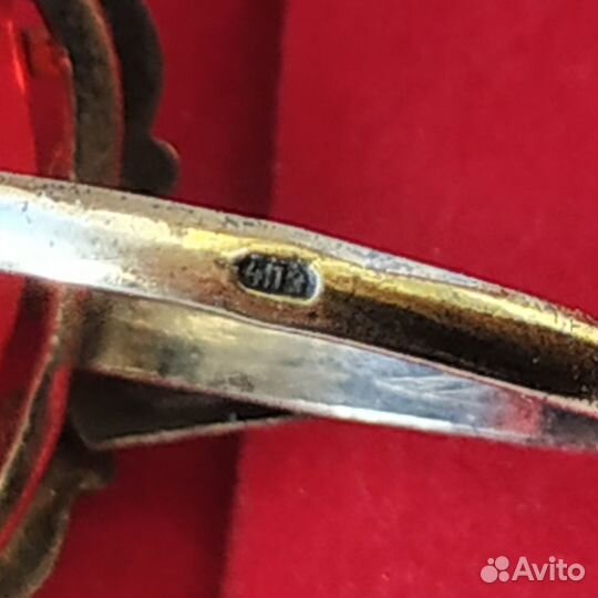 Кольцо Перстень СССР серебро 875 пробы звезда