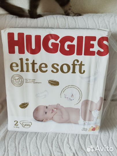 Подгузники huggies elite soft 2 100 шт