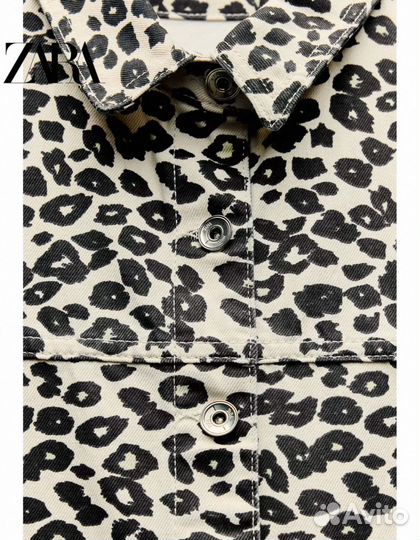 Куртка джинсовая Zara принт леопард оригинал