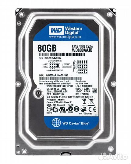 Жесткий диск Western Digital 80Gb WD800aajb IDE