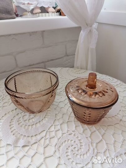 Карамельное стекло сахарница, варенница СССР