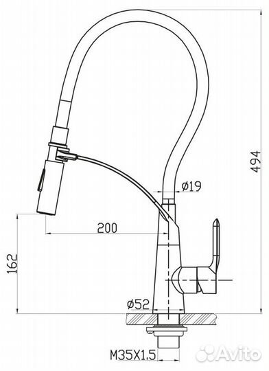 Смеситель для кухни BelBagno с гибким изливом BB-LAM36-IN