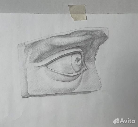 Рисунок глаз Давида учебный карандаш академический