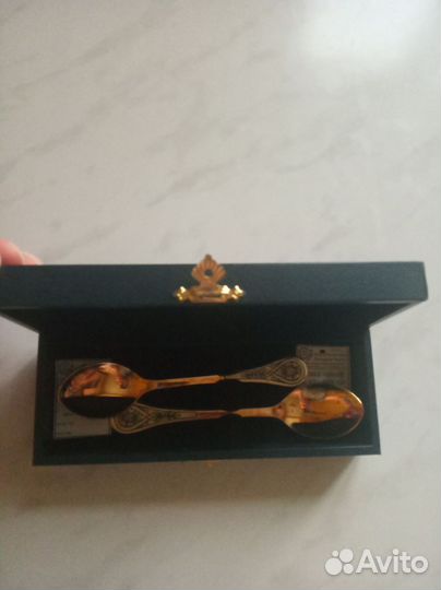 Набор серебряных позолоченных чайных ложек