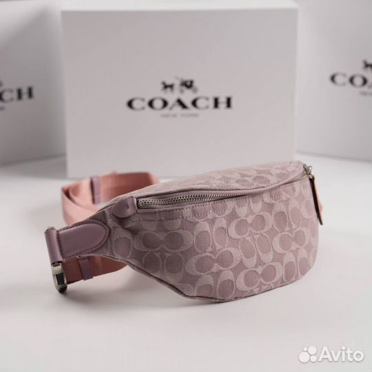 Сумка поясная женская Coach розовая