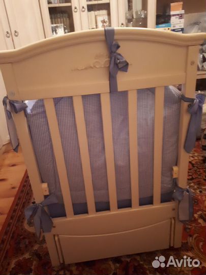 Кроватка (массив ольхи), матрас, комплект 7 предме