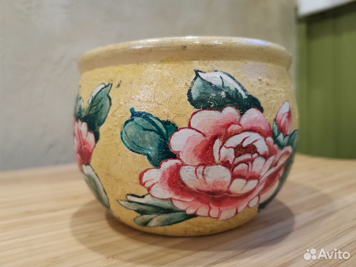 Кашпо под цветы, ручная роспись