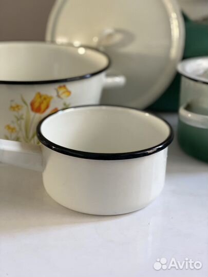 Советская посуда эмалированная, латка, кастрюли