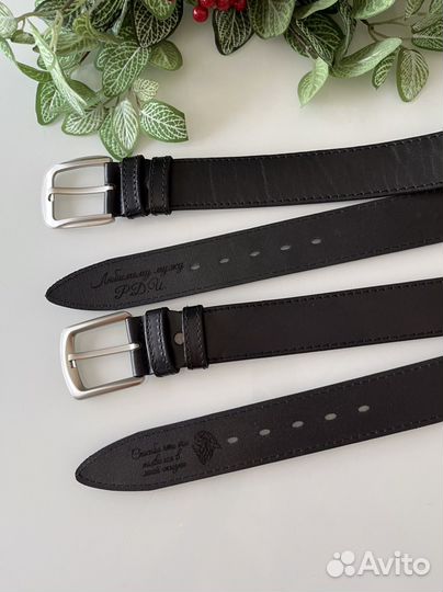 Ремень из кожи с гравировкой