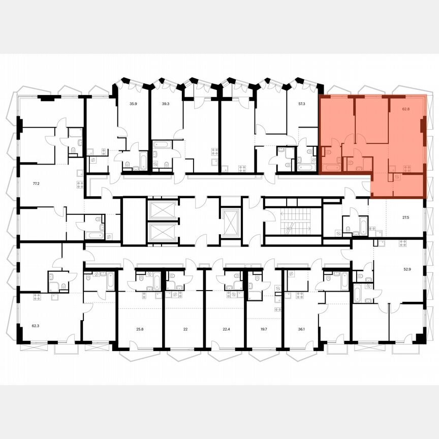 2-к. квартира, 62,8 м², 9/24 эт.