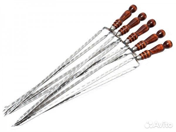 Шампур двойной (вилка) 45 см с деревянной ручкой