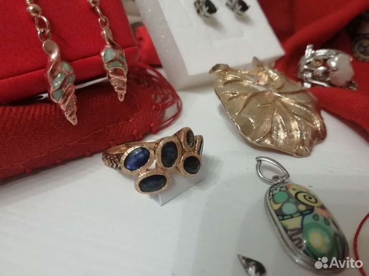 Серебряное кольцо, серьги