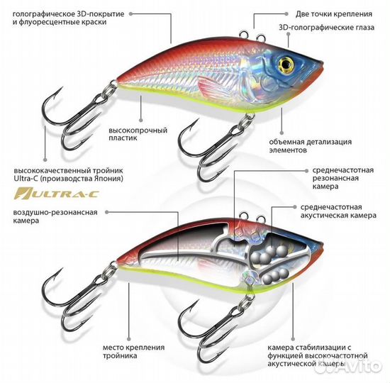 Воблер aqua ratlin 70mm 14,0g,цв106, 2 штуки