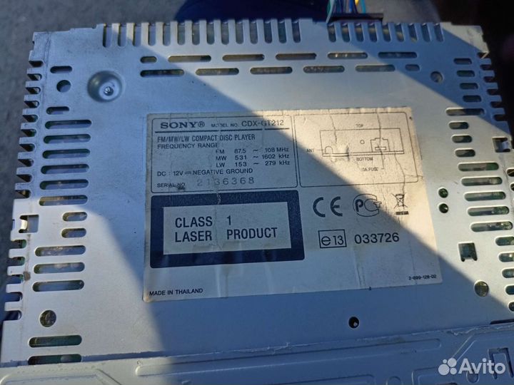 Автомагнитола Sony cdx-gt212