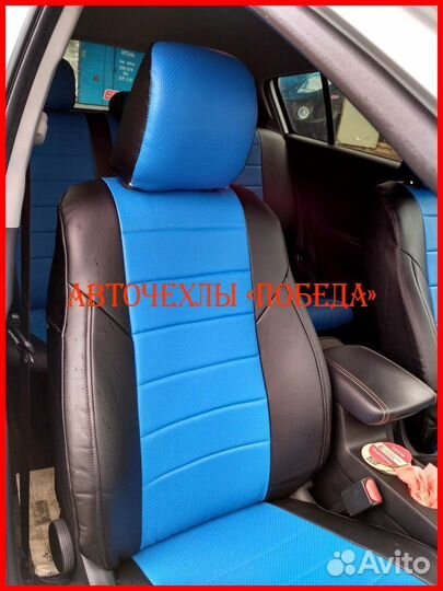 Чехлы Kia Sportage 4 из экокожи чёрно-синие Класси