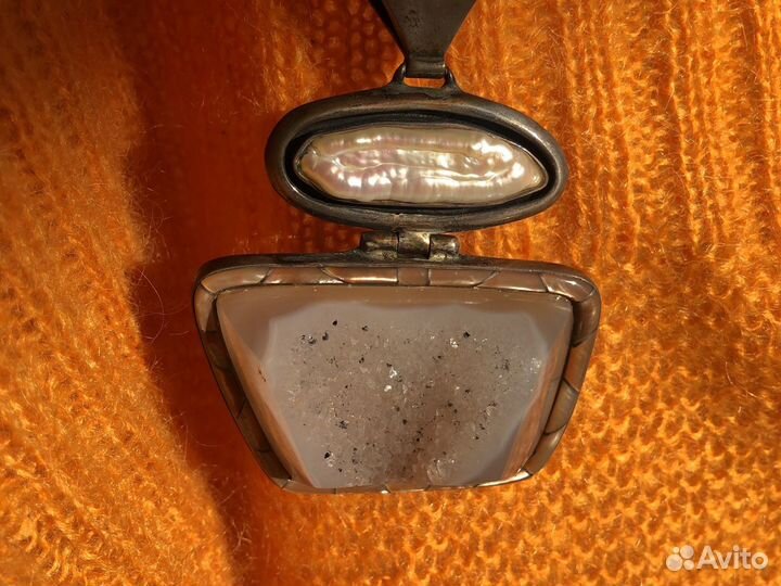 Подвеска с жемчугом и друзой опала