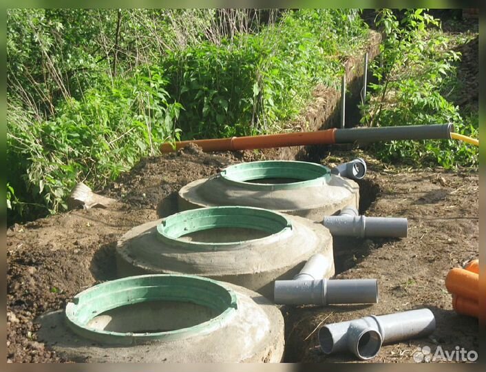 Установка септика из бетонных колец