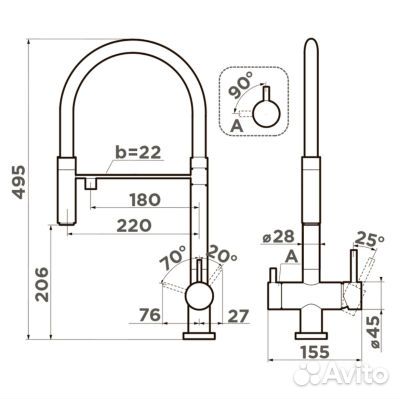 Смеситель для кухни Grocenberg GB4099BG