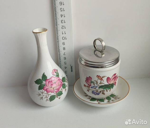 Кодлер на 2 яйца, блюдце и ваза. Wedgwood. Англия