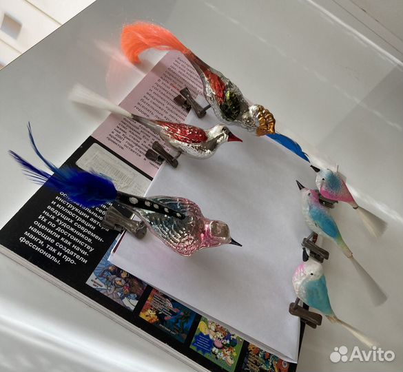 Елочные игрушки ГДР, птички