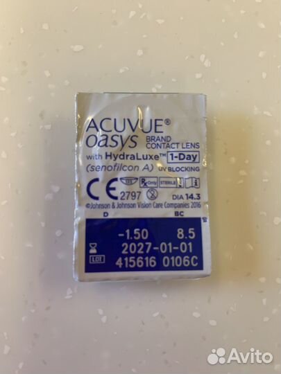 Линзы контактные Acuvue Oasys 1 day -1,50