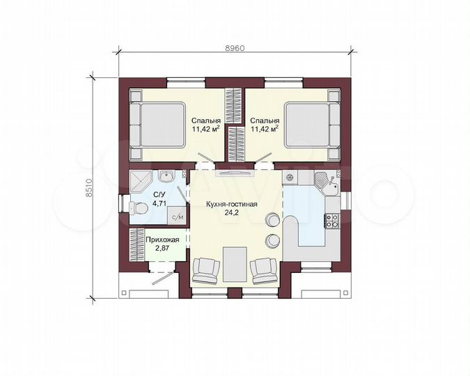 Дом 58 м² на участке 10 сот.