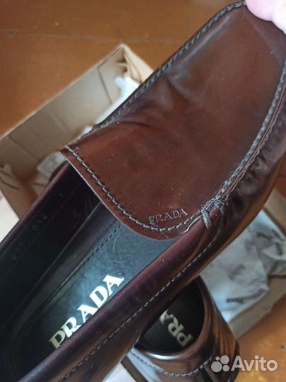 Мокасины prada кожаные