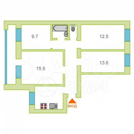 4-к. квартира, 73,5 м², 8/9 эт.