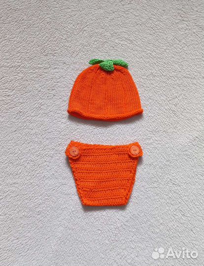 Костюм тыквы 3-6 мес, 62-68 см (шапочка и шорты)