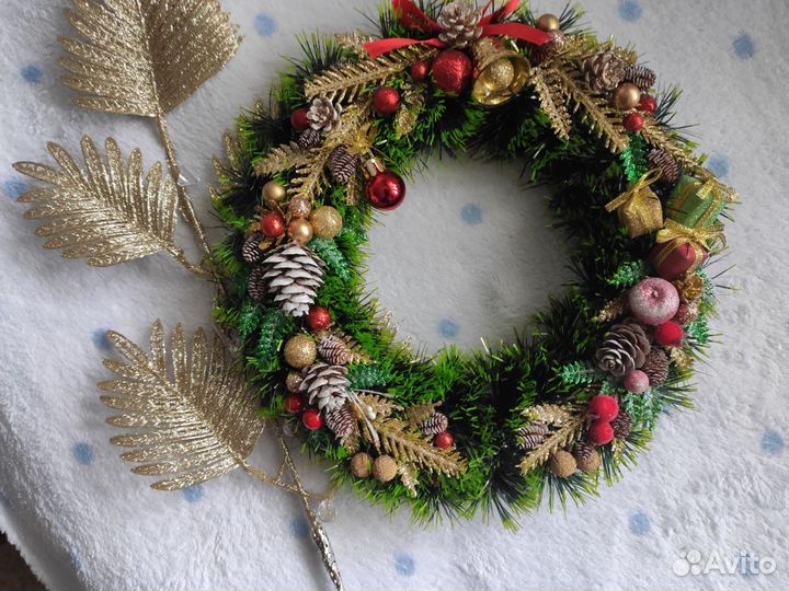 Новогоднее украшение. Венок 25 см