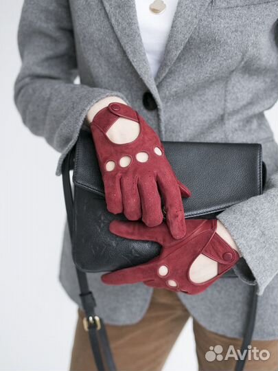 Перчатки из натуральной кожи и замши Верди