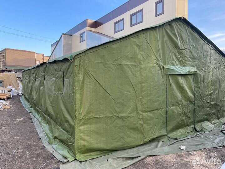 Палатка Каркасная утепленная зеленого цвета 12х6м