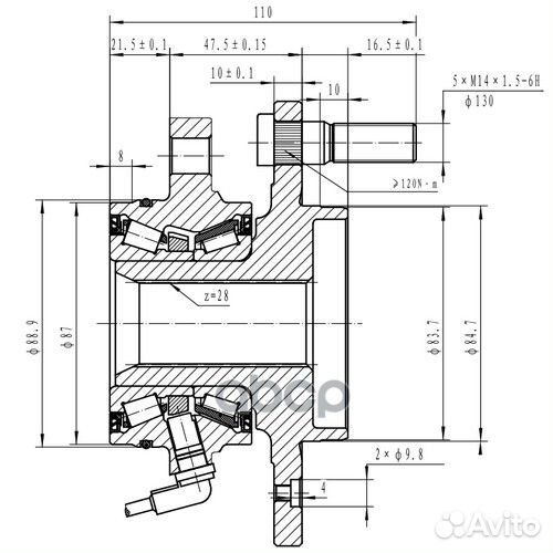Ступица передняя перед лев Z89430R Zikmar